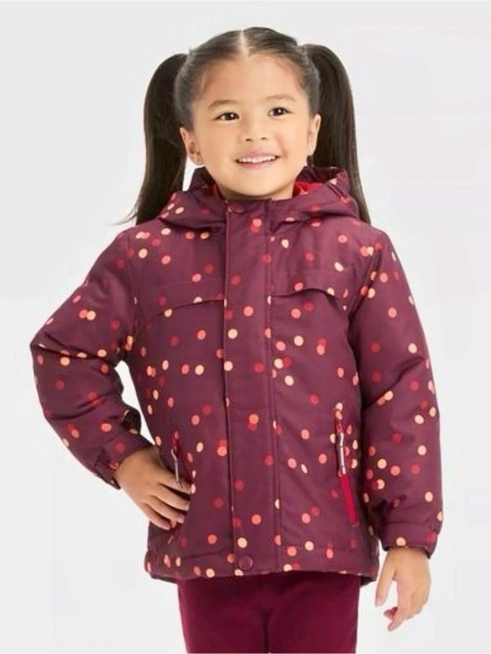 Cat & Jack Toddler Girls Fleece-Lined Polka Dot Puffer Jacket Polka Dot Puffer
